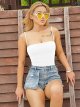Women's Sexy Bodycon Sleeveless Ruched Spaghetti Strap Square Neck Backless Bodysuits