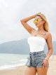 Women's Sexy Bodycon Sleeveless Ruched Spaghetti Strap Square Neck Backless Bodysuits